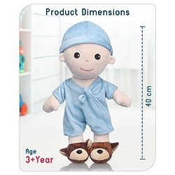 Babyhug Huggable Baby Doll Blue - Height 40 cm