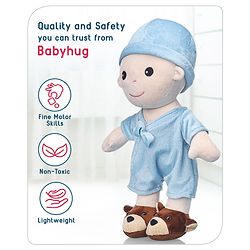 Babyhug Huggable Baby Doll Blue - Height 40 cm