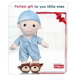 Babyhug Huggable Baby Doll Blue - Height 40 cm