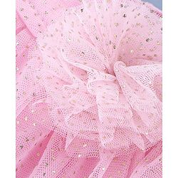 Babyhug Cotton Knit Sleeveless Glittery Frock Style Party Onesie - Pink