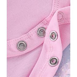 Babyhug Cotton Knit Sleeveless Glittery Frock Style Party Onesie - Pink