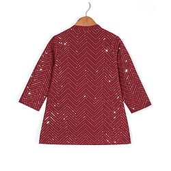 Babyhug Three Full Sequenced Embroidered Kurta With Pyjama Set- Maroon