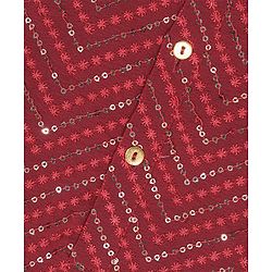 Babyhug Three Full Sequenced Embroidered Kurta With Pyjama Set- Maroon