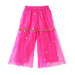 Babyhug Sleeveless Choli & Sharara Set with Dupatta & Sequined Detailing - Fuchsia