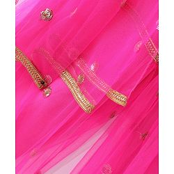 Babyhug Sleeveless Choli & Sharara Set with Dupatta & Sequined Detailing - Fuchsia