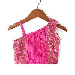 Babyhug Sleeveless Choli & Sharara Set with Dupatta & Sequined Detailing - Fuchsia