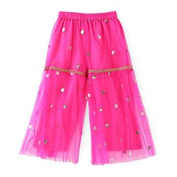 Babyhug Sleeveless Choli & Sharara Set with Dupatta & Sequined Detailing - Fuchsia
