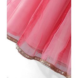 Babyhug Sleeveless Sequenced Embroidered Net Choli Lehenga and Dupatta - Pink & Peach