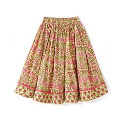 Babyhug 100% Cambric Bell Sleeve Printed Lehenga Choli And Dupatta Set With Mirror Embroidery Detailing- Light Green