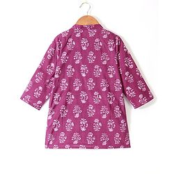 Babyhug 100% Cambric Full Sleeve Printed Kurta With Dhoti Set - Purple