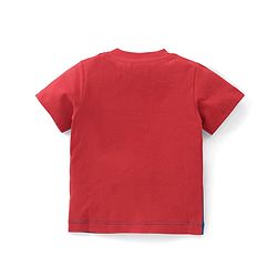 Babyhug 100% Cotton Knit Half Sleeves T-Shirt & Lounge Pant Set With Cut & Sew Pattern - Red Blue & Grey