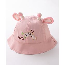 Babyhug Free Size Bucket Hat with Giraffe Details - Pink