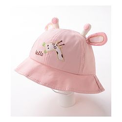 Babyhug Free Size Bucket Hat with Giraffe Details - Pink