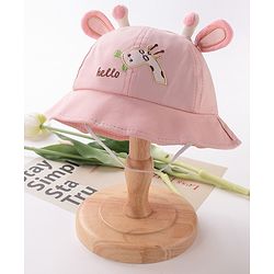 Babyhug Free Size Bucket Hat with Giraffe Details - Pink