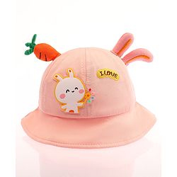 Babyhug Bucket Hat Bunny Design Pink - Diameter 17 cm