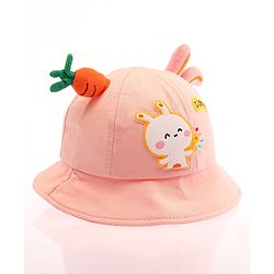 Babyhug Bucket Hat Bunny Design Pink - Diameter 17 cm