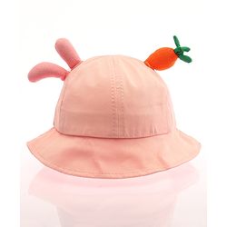 Babyhug Bucket Hat Bunny Design Pink - Diameter 17 cm