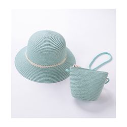 Babyhug Straw Hat Bow Design with Sling Bag - Blue