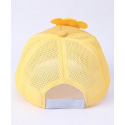 Babyhug Cotton Baseball Cap with Teddy Bear Design - Yellow