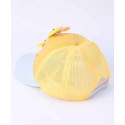 Babyhug Cotton Baseball Cap with Teddy Bear Design - Yellow