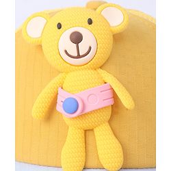 Babyhug Cotton Baseball Cap with Teddy Bear Design - Yellow