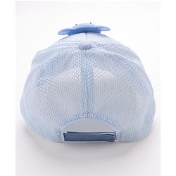 Babyhug Cotton Baseball Cap with Teddy Bear Applique-  Blue