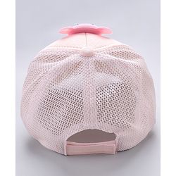 Babyhug Cotton Baseball Cap With Teddy Bear Applique - Pink