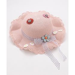 Babyhug Straw Hat Floral Design - Pink