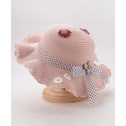 Babyhug Straw Hat Floral Design - Pink