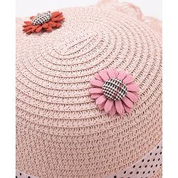 Babyhug Straw Hat Floral Design - Pink
