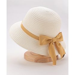 Babyhug Straw Hat Bow Design - White