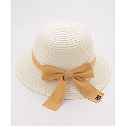 Babyhug Straw Hat Bow Design - White
