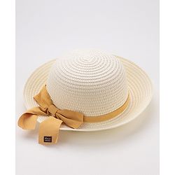 Babyhug Straw Hat Bow Design - White