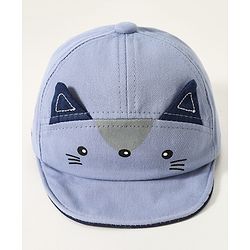 Babyhug Free Size Baseball Cap with Fox Detailing -  Blue