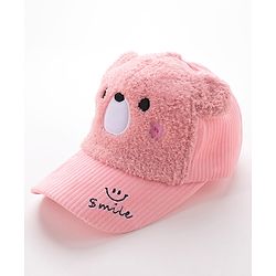 Babyhug Free Size Bucket Cap with Teddy Detailing -  Pink