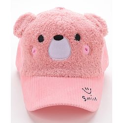 Babyhug Free Size Bucket Cap with Teddy Detailing -  Pink