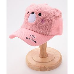 Babyhug Free Size Bucket Cap with Teddy Detailing -  Pink