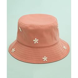 Babyhug Bucket Hat Floral Design Peach - Diameter 18.5 cm