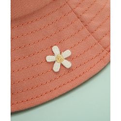 Babyhug Bucket Hat Floral Design Peach - Diameter 18.5 cm