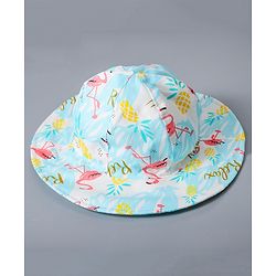 Babyhug Cotton Bucket Hat Floral Print - Blue