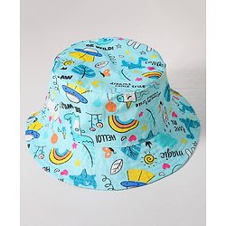 Babyhug Cotton Bucket Hat Printed Blue - Diameter 14.5 cm
