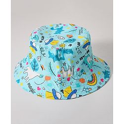 Babyhug Cotton Bucket Hat Printed Blue - Diameter 14.5 cm