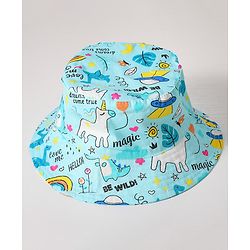 Babyhug Cotton Bucket Hat Printed Blue - Diameter 14.5 cm