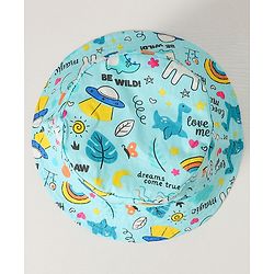 Babyhug Cotton Bucket Hat Printed Blue - Diameter 14.5 cm