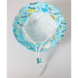 Babyhug Cotton Bucket Hat Printed Blue - Diameter 14.5 cm