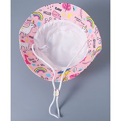 Babyhug Cotton Bucket Hat Animal Print Pink - Diameter 17 cm
