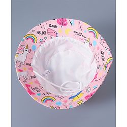 Babyhug Cotton Bucket Hat Animal Print Pink - Diameter 17 cm
