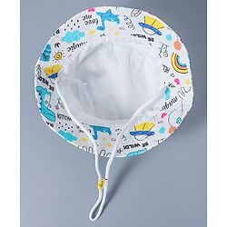 Babyhug Cotton Bucket Hat Rainbow Print White - Diameter 15.5 cm