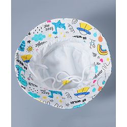Babyhug Cotton Bucket Hat Rainbow Print White - Diameter 15.5 cm