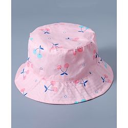 Babyhug Bucket Hat Cherry Print - Pink